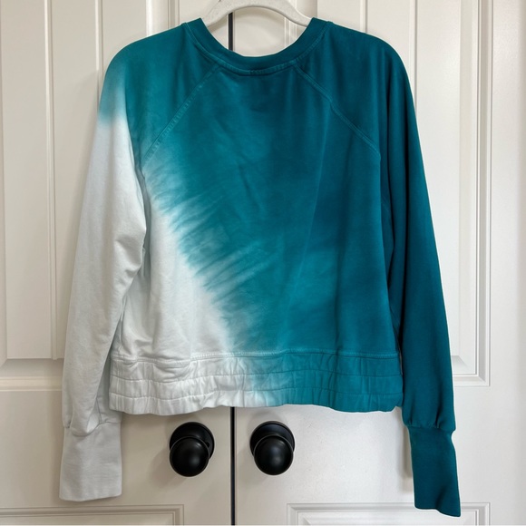 JoyLab Womens Cropped Tie Dye Sweatshirt in Teal/White, Size M - Picture 7 of 7